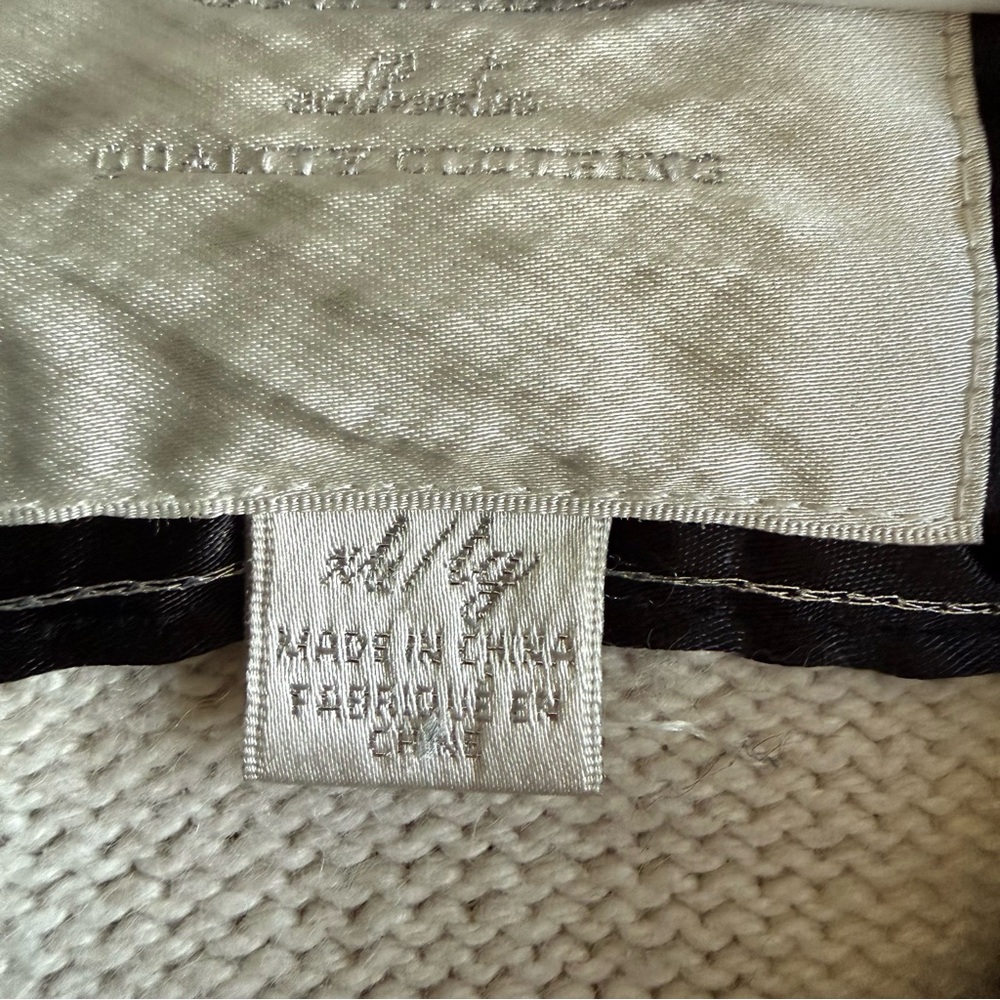 Y2K American Eagle Striped Shawl Collar Sweater in Charcoal Grey and Ivory - Picture 12 of 12